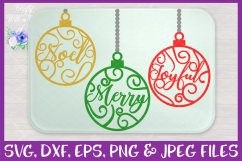 Christmas Word Ornaments SVG Christmas Flourish Baubles Product Image 3