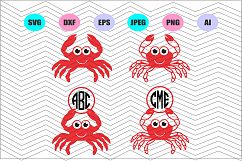 Crab Svg,Crab monogram Svg,Vector File Vinyl Decal Product Image 1