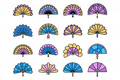 Handheld fan icons set vector flat Product Image 1