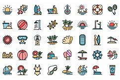 Beach landscape icons set vector flat Product Image 1