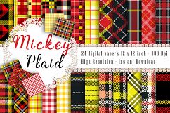24 Seamless Red, Black, Yellow Plaid Digital Papers, Tartan Product Image 1