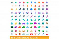 100 universal icons set, cartoon style Product Image 1