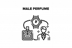 Male Perfume Vector Black Illustration Product Image 1