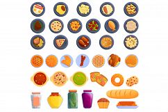 Homemade food icons set, cartoon style Product Image 1