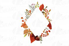 Autumn frames watercolor clip art pack, fall design borders Product Image 3