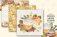 Watercolor Pumpkin Spice Latte digital paper pack Product Image 4