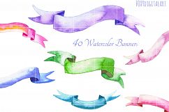 Watercolor Banners Ribbon Wedding Invitation Clipart Product Image 2