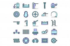 Pool equipment icons set line color vector Product Image 1