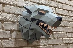 Game of Thrones, Winter is coming, Paper Wolf, Direwolf, Wolf Head, Papercraft Wolf, House Stark, animal head, Home Decoration, Printable Product Image 2