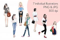 Fashion illustration clipart - Girls in scarves - Light Skin Product Image 2