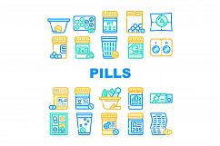 Pills Medicaments Collection Icons Set Vector Illustration Product Image 1