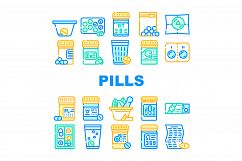 Pills Medicaments Collection Icons Set Vector Illustration Product Image 1