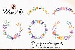 Watercolor Flower Petal Ombre Wreaths Frames Pattern Package Product Image 2