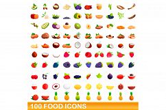 100 food icons set, cartoon style Product Image 1