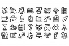 Meeting icons set, outline style Product Image 1