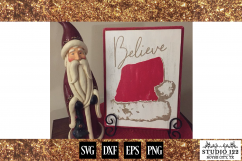 Believe with Santa Hat Christmas Sign Design Product Image 2