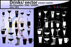 drinks silhouette svg / Drinks / drinking glass / drinks clipart / High Quality / black and white silhouette / 300 dpi / EPS / SVG / PNG Product Image 1