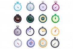 Stopwatch icons set, cartoon style Product Image 1