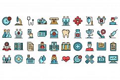 Family health clinic icons vector flat Product Image 1