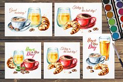 Morning coffee. Watercolor Product Image 6
