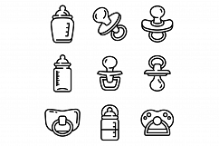 Pacifier icons set, outline style Product Image 1