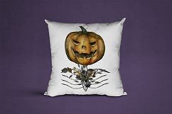 Jack o Lanter Halloween clipart, evil vintage gothic pumpkin Product Image 10