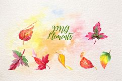 Cool autumn leaves PNG watercolor set Product Image 5