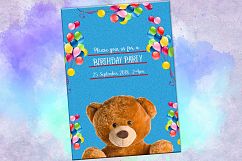 Teddy Bear Invitation, Birthday Card, Birthday Party Product Image 2
