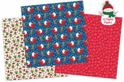 Christmas digital papers,Christmas patterns, Santa, Elf Product Image 2