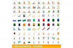 100 school icons set, cartoon style Product Image 1