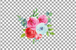 Boho pink and blue watercolor wedding bouquets, floral png Product Image 17