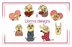 Valentines-Animal Clipart-llama Clipart-Valentines Clipart-Cartoon-Sticker Clipart-Digital-Llama-Heart-Love-Funny-Llama Drama-Commercial Product Image 2