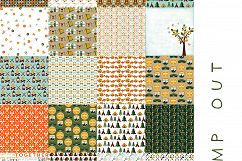 Camping Digital Papers, great outdoors papers, camping scrapbook papers, forest background, travel papers, wood paper, camfipre paper, green Product Image 2