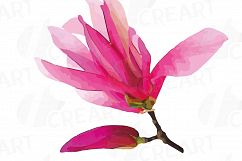 Watercolor Pink Magnolia flower and leaf clip art pack, magnolias clip art. PNG, jpg, svg, vector illustrator &amp; corel files included Product Image 3
