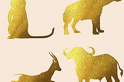 Gold Foil Safari Animals Clipart Product Image 4