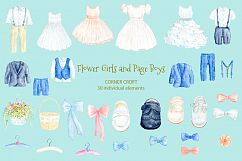 Watercolor clipart of flower girl and page boy outfits Product Image 3