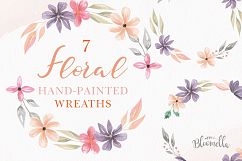 Floral 7 Wreath Watercolor Floral Garlands Flowers Lilac Product Image 1