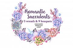 Watercolor Succulents and cactus Wreath &amp; Bouquets Product Image 1