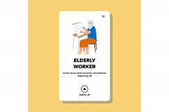 Elderly Worker Man Design Building Plan Vector Product Image 1