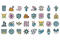 Probiotics icons set vector flat Product Image 1