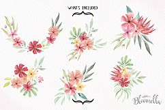 Elegant Watercolor Floral Red Bouquets Flowers Peach Leaves Product Image 5