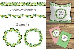 Watercolor olives and olive oil set Product Image 8