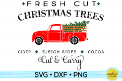 FRESH CUT CHRISTMAS TREES | RED TRUCK CHRISTMAS SVG DXF PNG Product Image 1