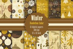 12 Winter Pattern Digital Papers in Dandelion Theme Color Product Image 1