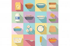 Cereal flakes icons set, flat style Product Image 1