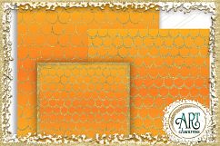 18 Digital Papers - Orange Tangerine with Gold Glitter - Mermaid Scale Tail Digital Paper, Mermaids Scales  : JPEG files 12X12  Product Image 7
