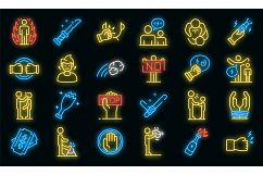 Violence icons set vector neon Product Image 1