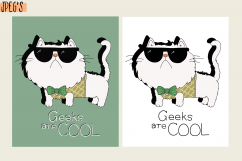 Geeks Are Cool | Cute Cat T shirt Design | PNG/JPEG Product Image 3