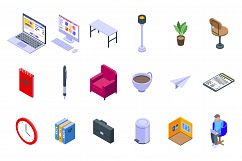 Home office icons set, isometric style Product Image 1