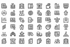 Bank reserves icons set, outline style Product Image 1